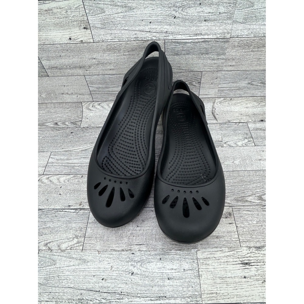 Crocs Kadee Black‎ Slingback Ballerina Flats Women Size 8 Comfort Shoes